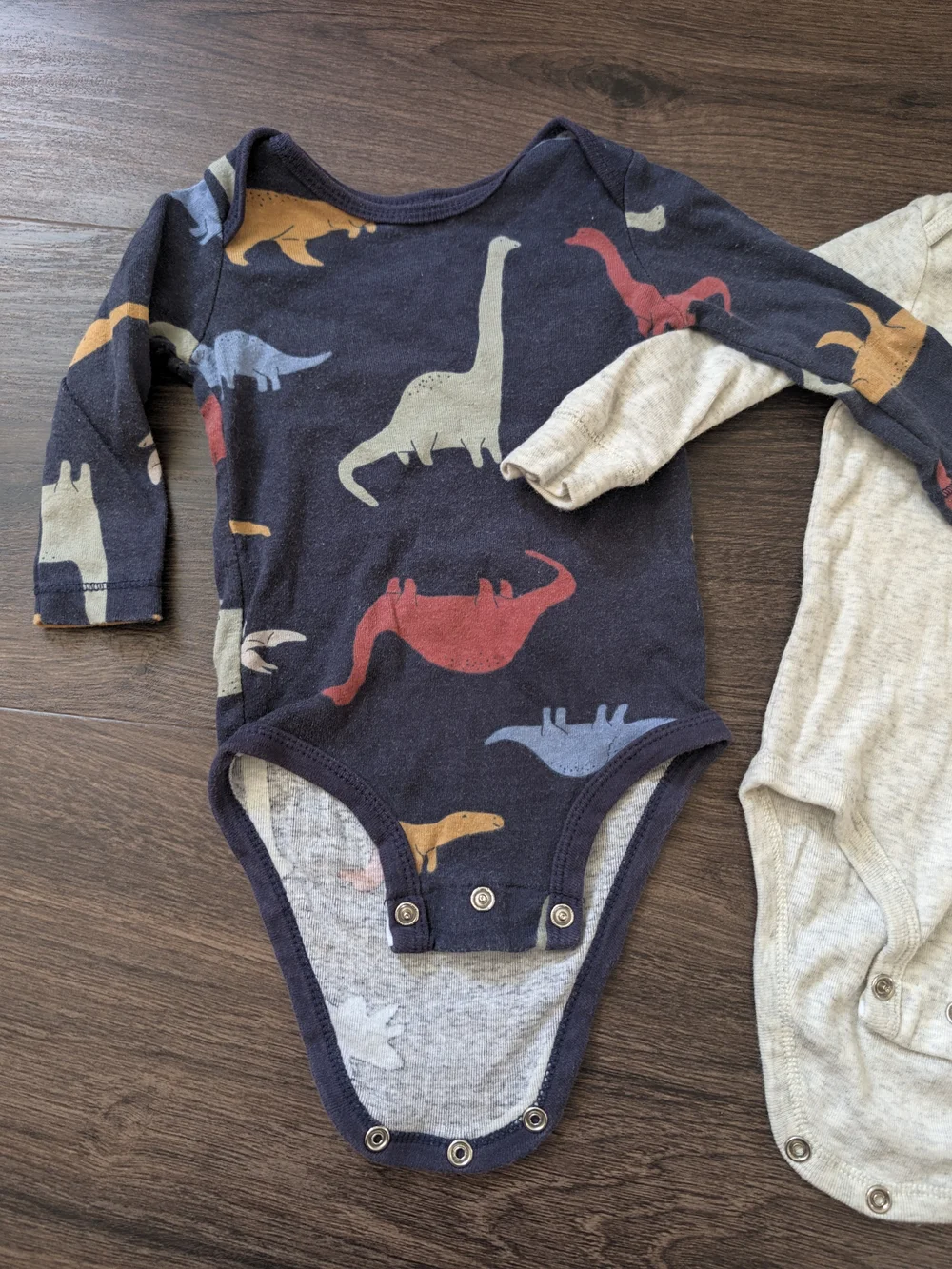 Carter's | Navy Dinosaur & Heather Gray Long Sleeve Onesies - 6M